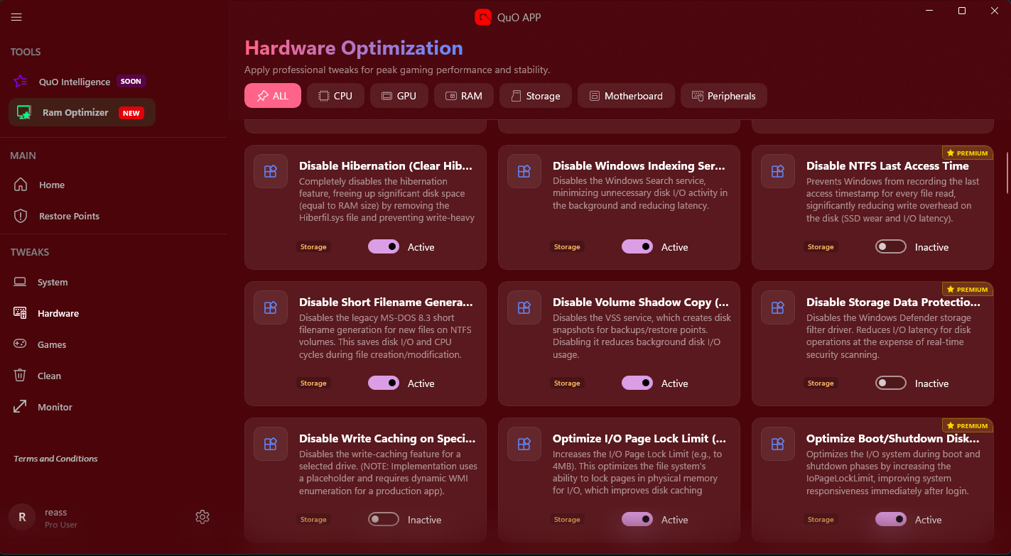 QuO Interface Dashboard